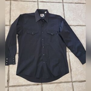 Ely cattlemen black western shirt vintage 16 L